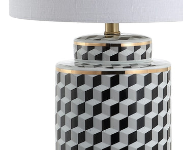 Ellie 24.5" Tumbling Block Ceramic/Metal LED Table Lamp - JONATHAN Y